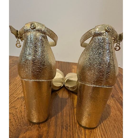 G by Guess Shantel Open Toe Strappy Sandals Metallic Gold Size 7.5 Party Shoes - Picture 5 of 10